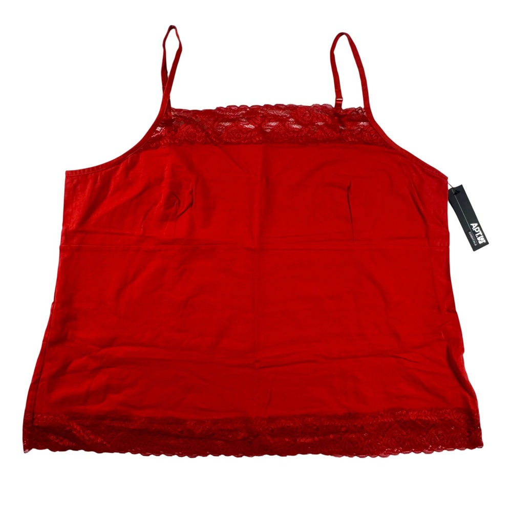 Apt. 9 Essentials Women 3X Red Lace Trim Camisole Tank Top MN41000 Molten Lava